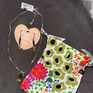 BRIGHTON BROWN STONE STERLING SILVER NECKLACE AND EARRING SET- BRAND NEW